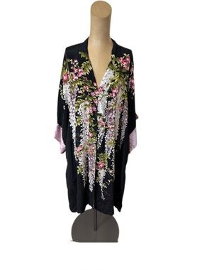 Victoria Secret Floral Silk Kaftan Robe Cover Size S/M